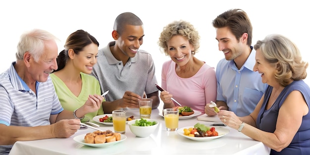 Uśmiechnięci użytkownicy z talerzami